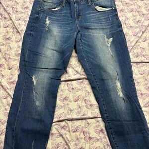 Dex Blue Distressed Ankle Jeans